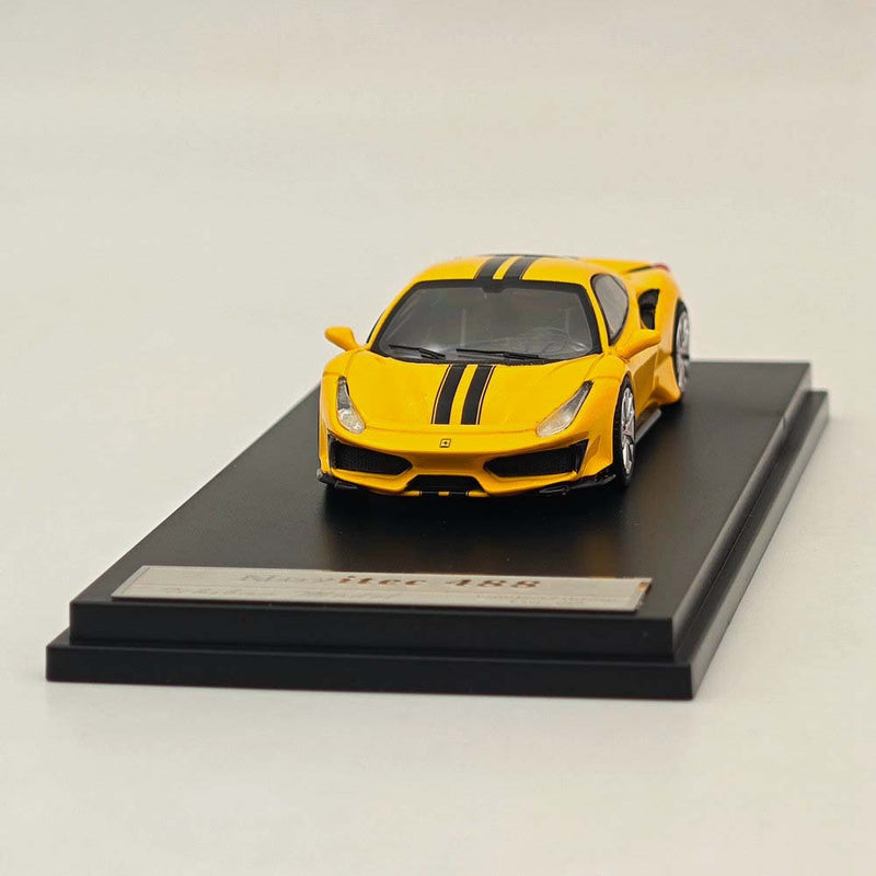 1:64 Ichilan Ferrari Novitec 488 Pista Yellow Super Racing Sports Model Diecast