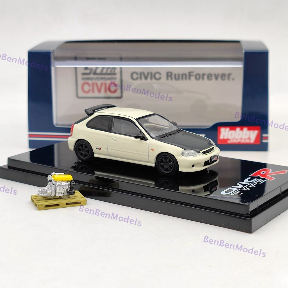 1/64 Hobby Japan Civic TYPE R (EK9) With Engine Display Model HJ642016EW White