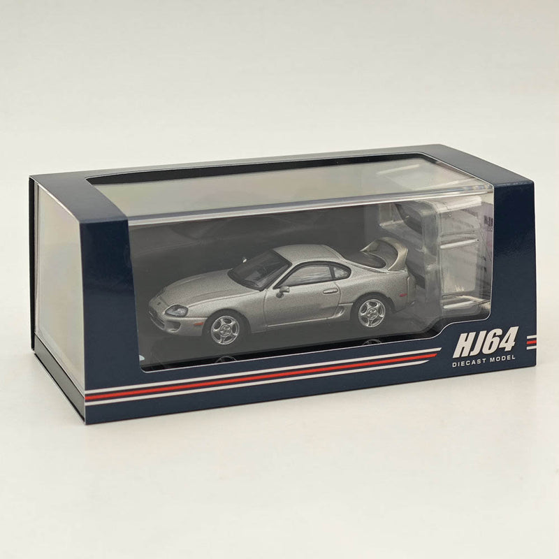 Hobby Japan 1/64 Toyota SUPRA RZ JZA80 with Active Spoiler Parts Silver HJ642042S Diecast Models Car Collection