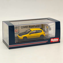 Hobby Japan 1/64 Honda CIVIC (EG6) JDM Style Customized Version With Engine Display Model Yellow HJ642017AY Diecast Models Car Collection(Ships from the United States)