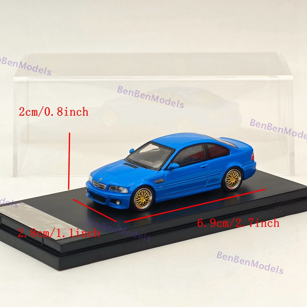 1:64 SH M3 E46 Blue Coupe Racing Sports Model HIGH REV SERIES Diecast Model Car
