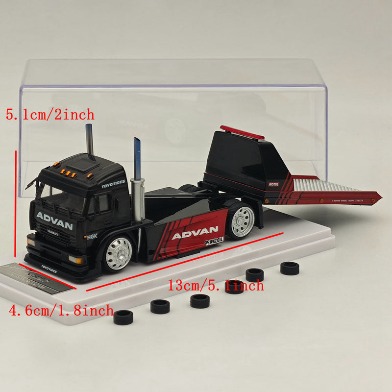 1:64 SH KamaZ Spoon Sports Flatbed Tow Truck Black Diecast Model Car Limited