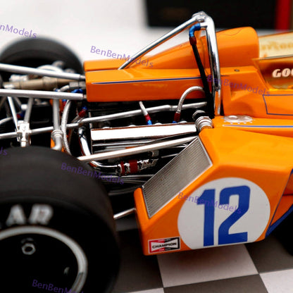 1:18 Replicarz 1972 Indianapolis 500 Peter Revson #12 R184826 Diecast Orange