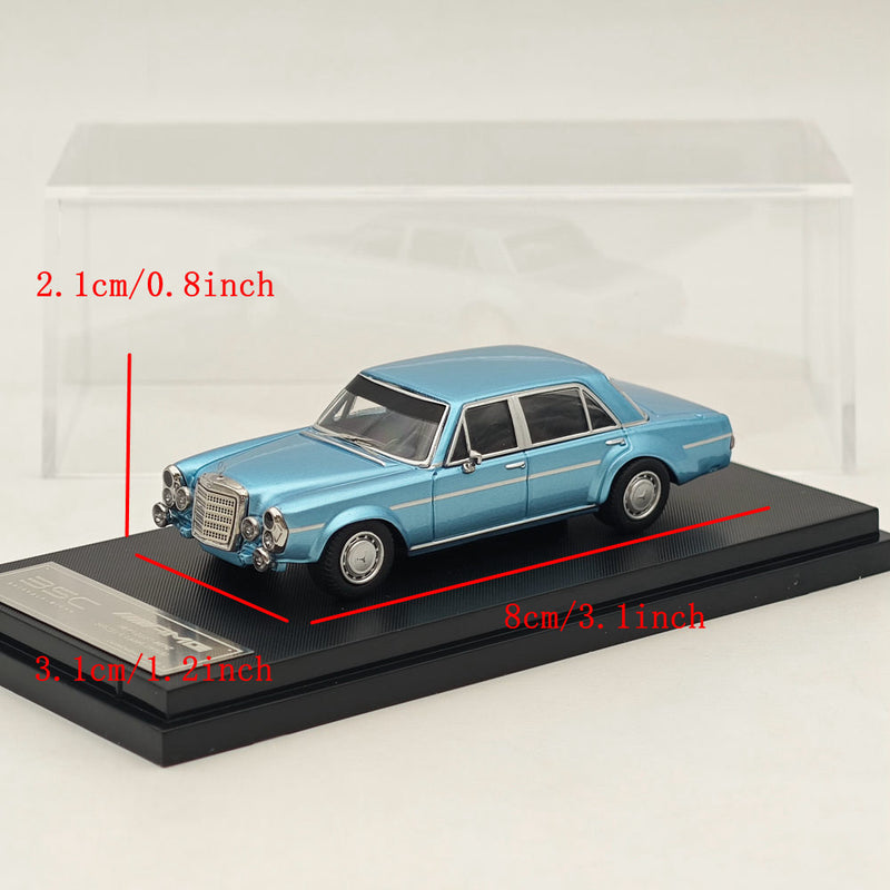 BSC 1:64 Mercedes Benz 300SEL W109 AMG Blue Diecast Car Model Toy Collections