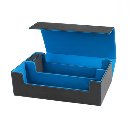 Large PU Leather TCG Deck Box Magnetic Closure, Removable Dice Tray & Card Slots