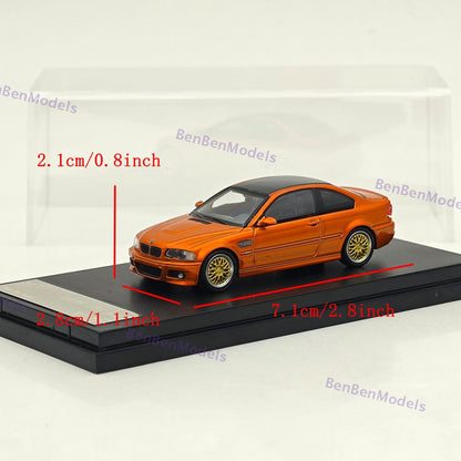 1:64 SH M3 E46 Orange Carbon Top Coupe Racing Sports Model Diecast Metal Car