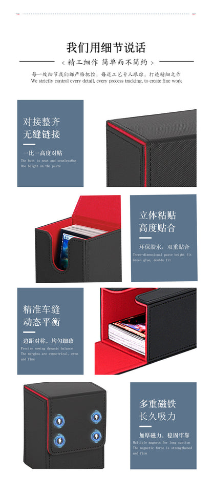 PU Leather Card Deck Box 100+ Cards TCG Storage Case for Trading Card Games
