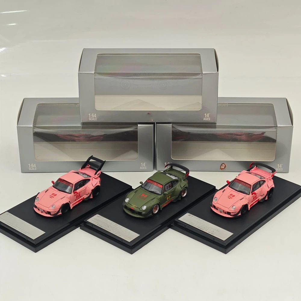 1:64 SW 993 911 #98 #91 Matte Pink / Green Diecast Model Car Limited Edition