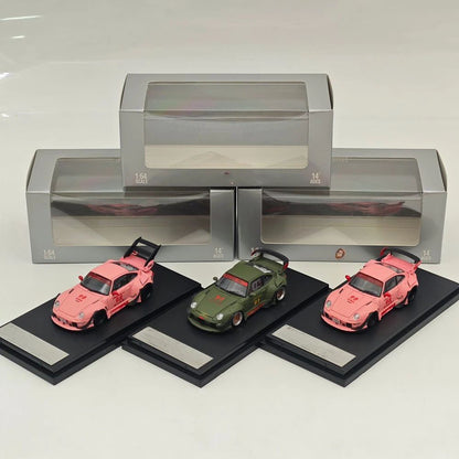 1:64 SW 993 911 #98 #91 Matte Pink / Green Diecast Model Car Limited Edition