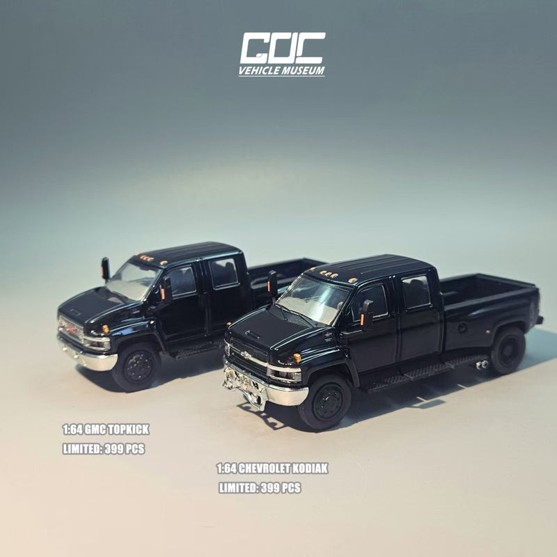 Pre-sale 1/64 GOC Chevrolet Kodiac & GMC Topkick C4500 Pickup Diecast Black