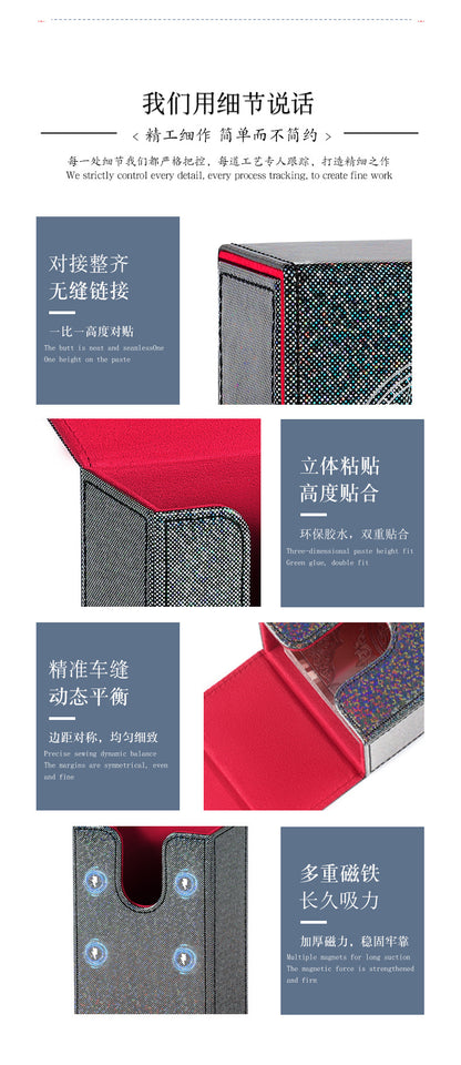 Holographic PU Magnetic Tarot POKEMON TCG PTCG CCG Deck Box Flip Top Card Storage Case