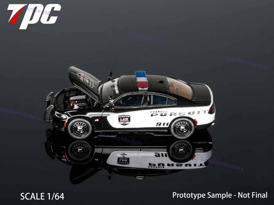 Pre-sale 1:64 TPC Dg Charger PURSUIT / NYPD Livery Police Car Hood Opens Alloy