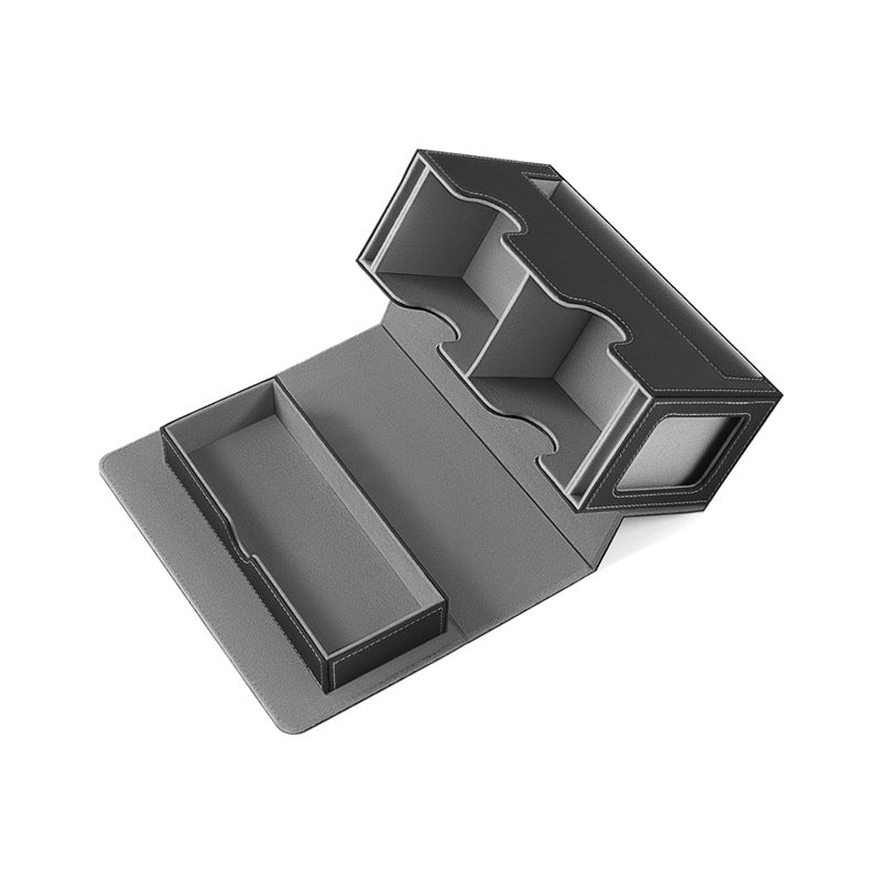 Magnetic PU Dual Slot Card Deck Box with Display Window & Detachable Dice Drawer for PTCG CCG OCG TCG