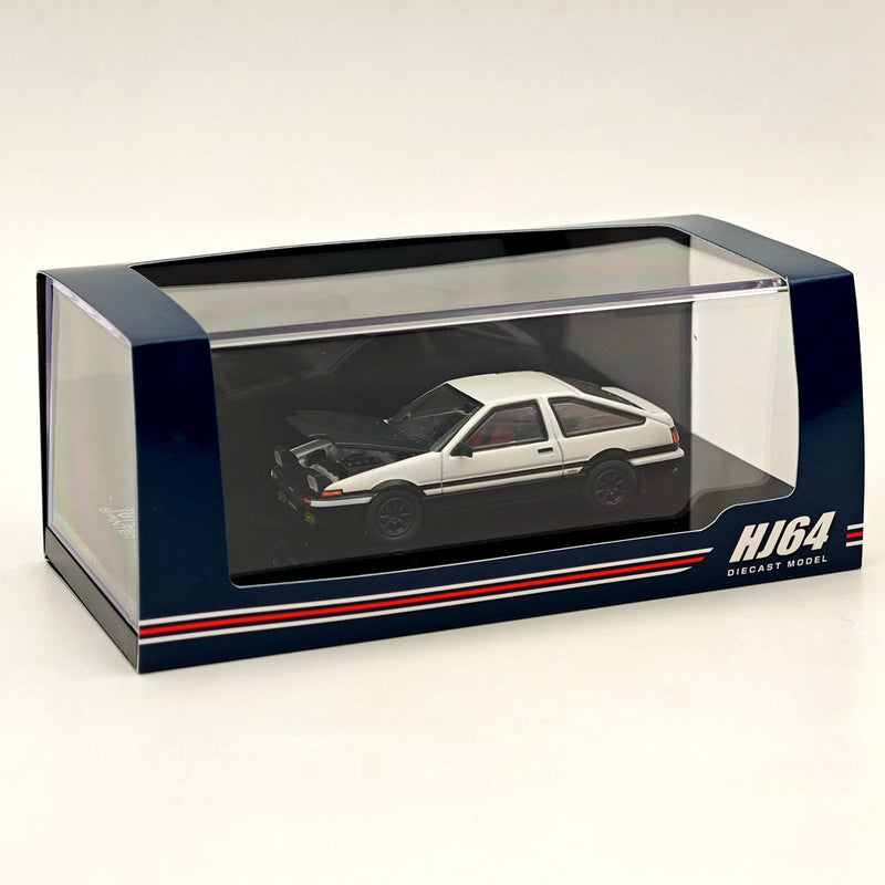 Hobby Japan 1/64 Toyota SPRINTER TRUENO GT APEX(AE86) JDM Style with CARBON BONNET White HJ641052BWB Diecast Model Car