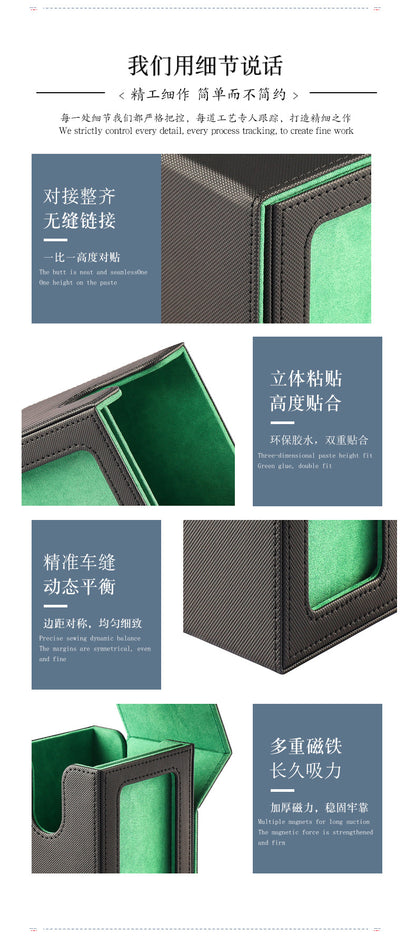Upgraded Magnetic PU Vertical Deck Box with Front View Window for TCG CCG Sports Trading Cards