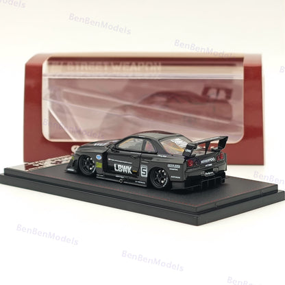 1/64 SW NISSAN GT-R LBWK ER34 #5 Black Diecast Model Car Miniature Collection