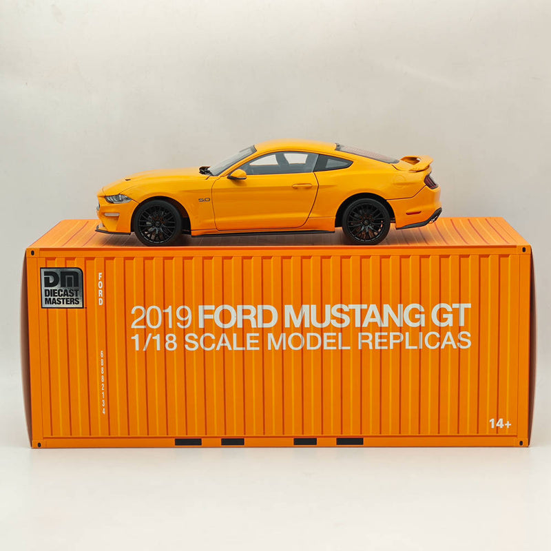 DM 1/18 Scale Model Replicas Ford Mustang GT 2019 Orange Fury RHD Diecast Car Miniature Hobby Gifts