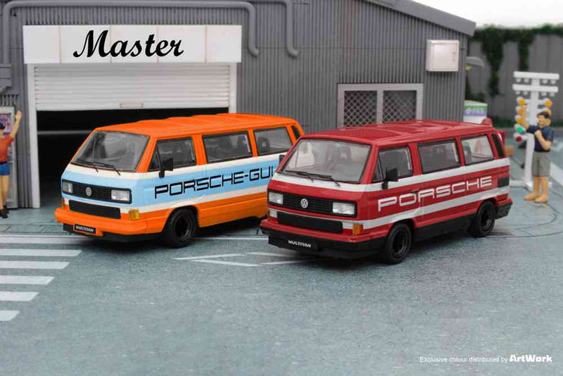 Master 1:64 Porsche B32 & VW T3 Multivan 1985 Van Gulf Diecast Toys Car Models Miniature Hobby Exquisite Gifts