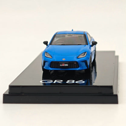 Hobby Japan 1:64 Toyota GR86 RZ With Genuine optional rear spoiler Bright Blue HJ644048BL Diecast Models Car Collection