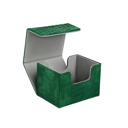 Magnetic Flip PU Card Deck Box Croc Grain Side Insert Trading Card Storage Box For Collectible Cards