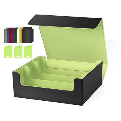 3 Grid PU Leather Magnetic Trading Card Storage Box 1800+ Cards with Separators