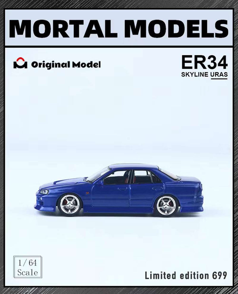 Pre-sale Mortal & OM 1:64 Nissan ER34 uras SKYLINE Miniature Diecast Toys Car Models Hobby Collection Gifts Limited 699