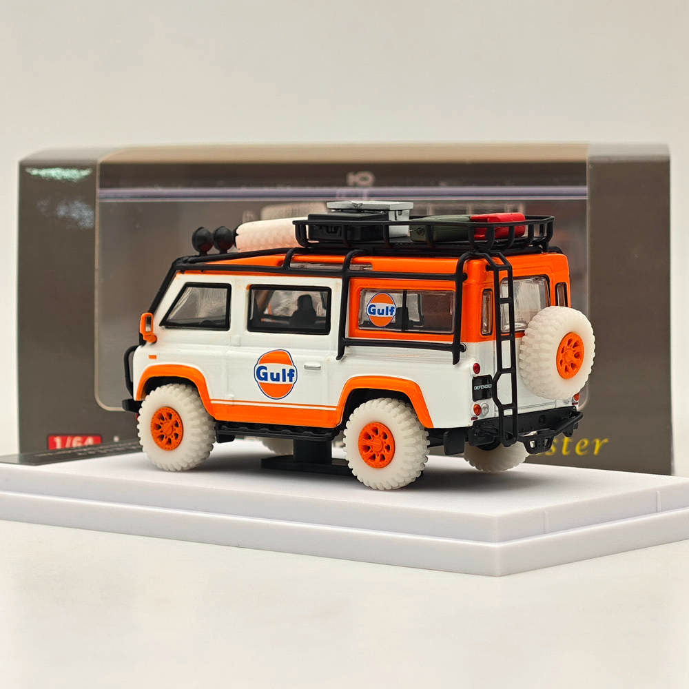 Master 1:64 pour Land Rover Defender Van Gulf Vernis Jouets moulés sous pression Modèles de voitures Miniature Hobby Cadeaux de collection 