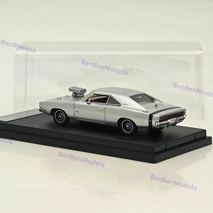 1:64 Mini Forge 1969 Charger R/T Silver Diecast Metal Car Limited Edition