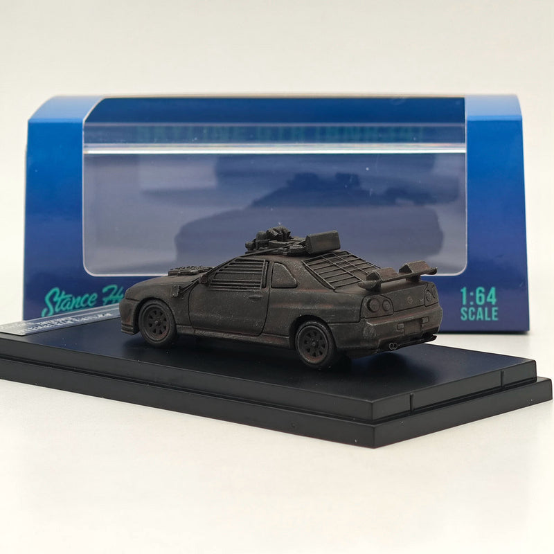 SH 1:64 Skyline GTR BNR34 Black Mad Max Figure Sports Diecast Models Car Limited Collection Atuo Toys Gift