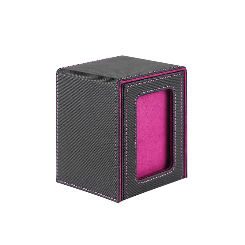 Portable Magnetic PU Deck Box Vertical Side Loading with Front View Window for TCG CCG Trading Cards