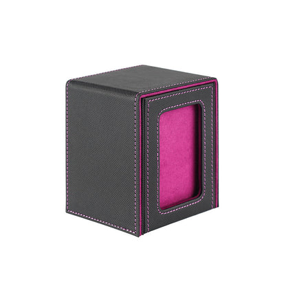 Portable Magnetic PU Deck Box Vertical Side Loading with Front View Window for TCG CCG Trading Cards