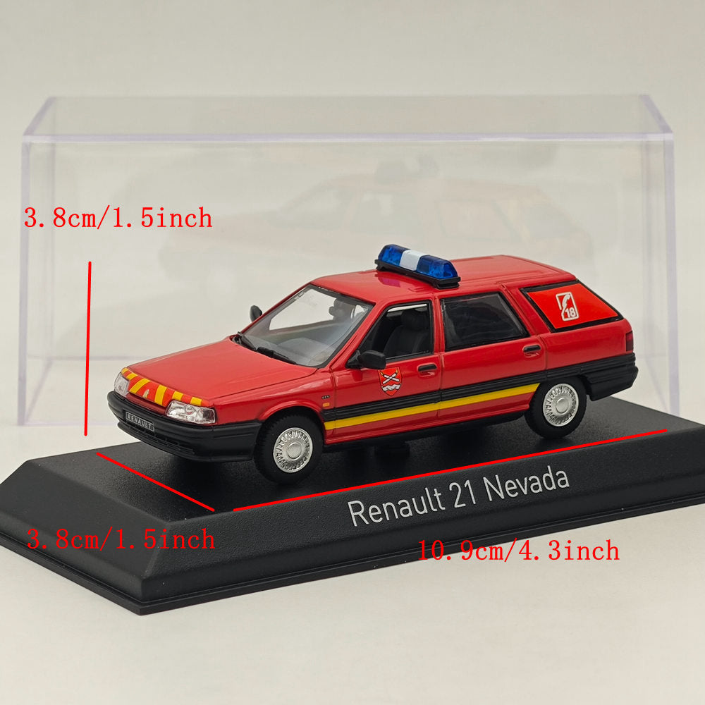 1/43 Norev Renault 21 Nevada 1991 Pompiers Pompiers-VTULE Modèle Moulé Sous Pression Rouge 