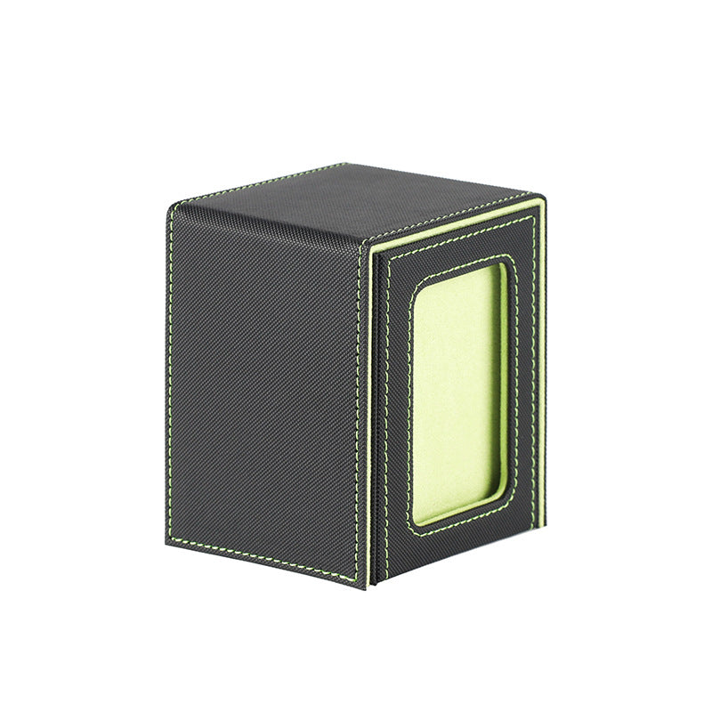 Portable Magnetic PU Deck Box Vertical Side Loading with Front View Window for TCG CCG Trading Cards
