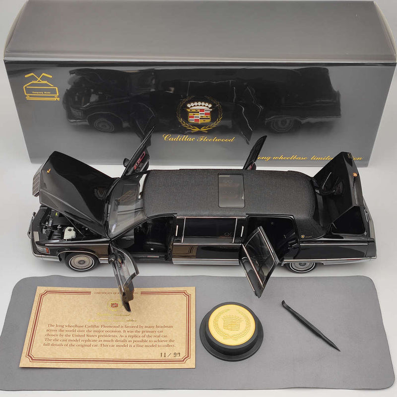 GM 1:18 Cadillac Fleetwood Long Wheelbase Diecast Model Gold LOGO Limited 99pcs Toys Car Gift