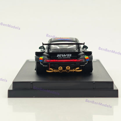 1:64 SW 911 RWB 993 Apple #89 Racing Sports Model Matt Black Diecast Model Car