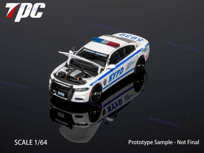 Pre-sale 1:64 TPC Dg Charger PURSUIT / NYPD Livery Police Car Hood Opens Alloy