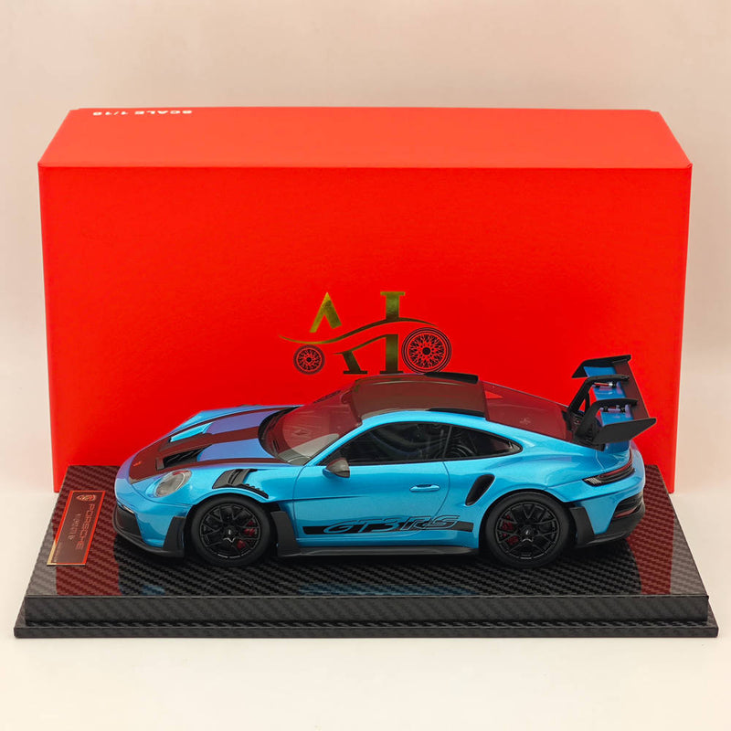 AI MODEL 1/18 Porsche 992 GT3 RS LCE SILVER BLUE Resin High-Quality Collection Car Model