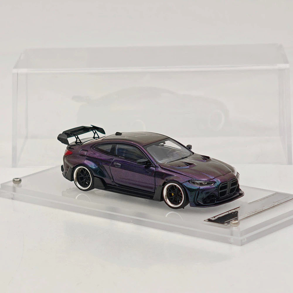 STREET WARRIOR SW 1:64 M4 Chameleon Magic Green Widebody Sports Model Diecast Metal Car Limited Collection