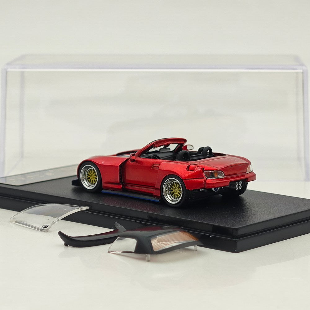 Rhino Model RM 1:64 S2000 Color changing purple/Red Wide body modified convertible hardtop Diecast Model Car Collectible