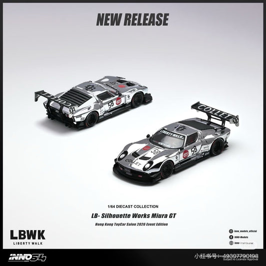 INNO64 1:64 LB-Silhouette Works Miura GT HK ToyCar Salon 2026 Diecast Model Gift