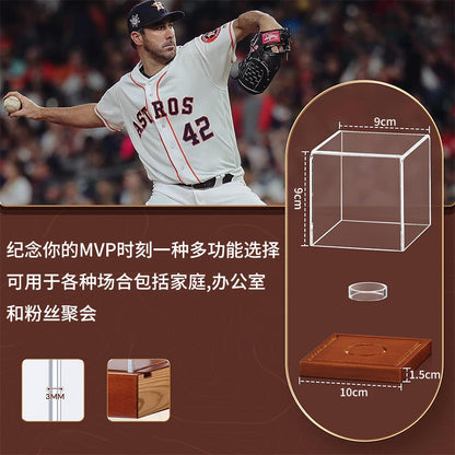 Acrylic Baseball Display Case with Solid Wood Base, UV Protected Holder