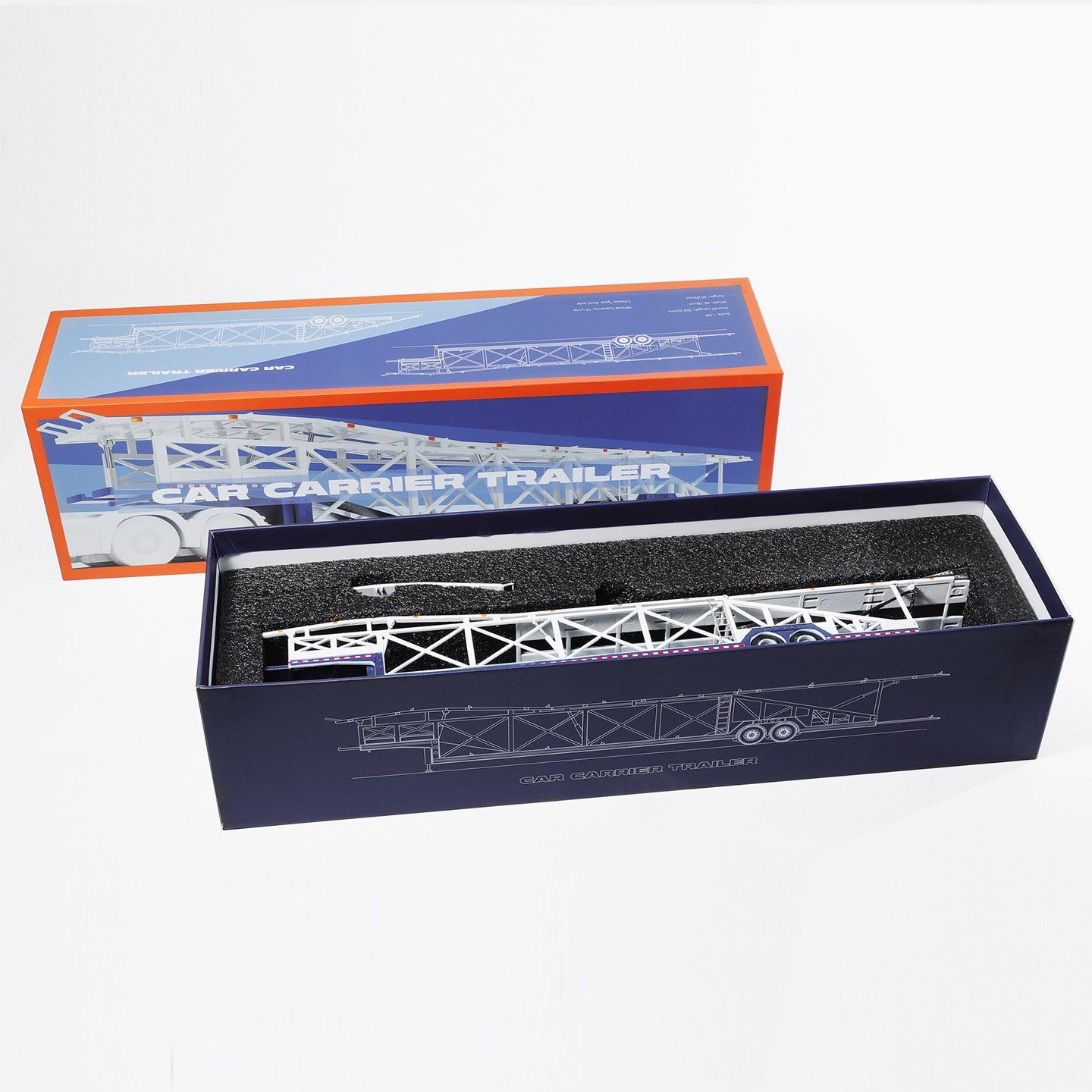 1:64 GCD Extra - long Double - layer Car Carrier Trailer Alloy -Jumbo, Realistic