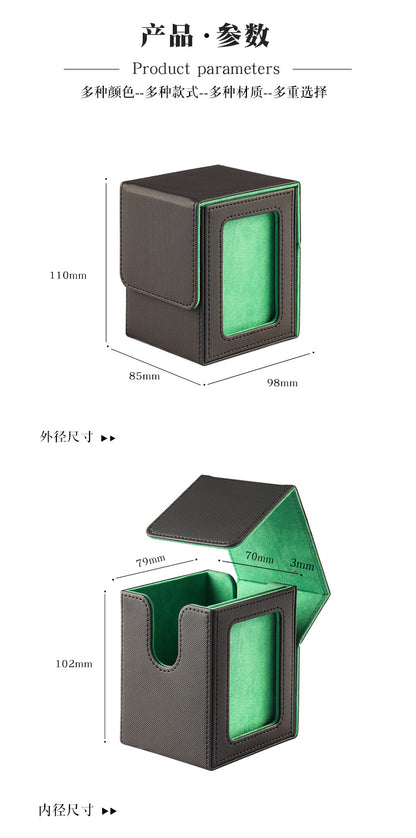 Upgraded Magnetic PU Vertical Deck Box with Front View Window for TCG CCG Sports Trading Cards