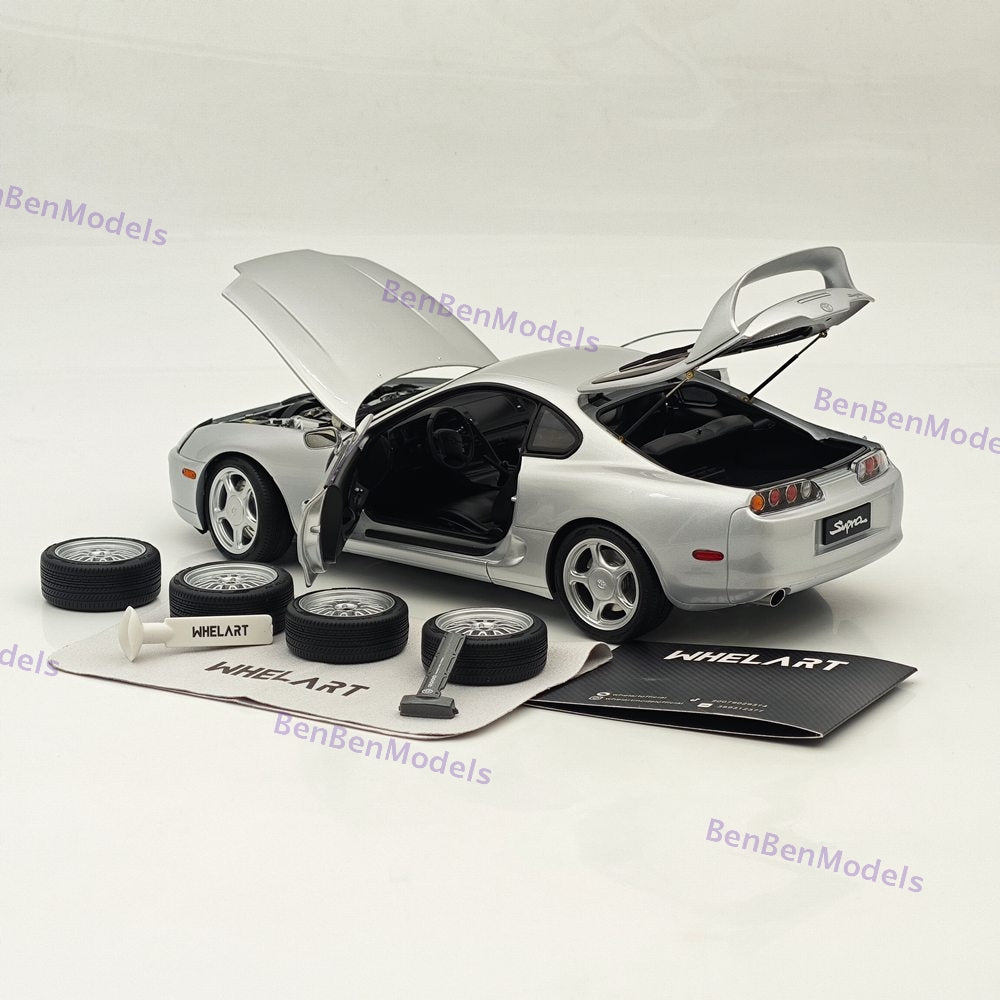 Toyota Supra A80 LHD Silver Coupe Full-open type Diecast Model Car 1/18 WHELART