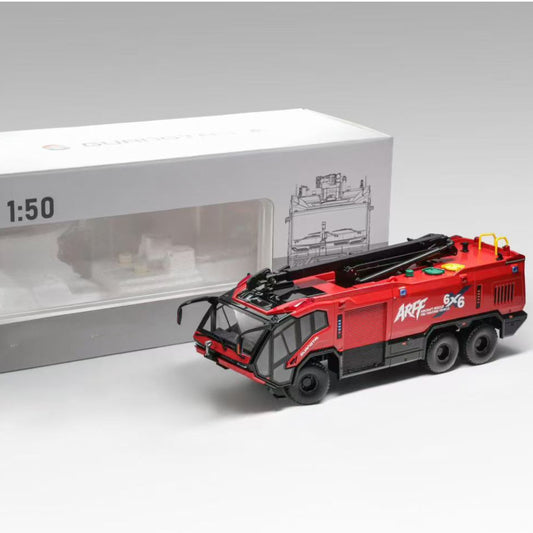 Guangtai 1/50 ARFF 6X6 Airport Main Fire Truck Red Black Alloy Model Gift Collection Moving Details