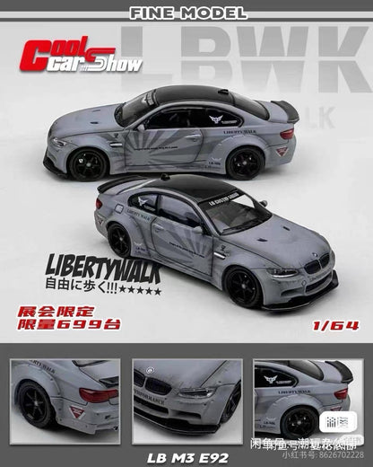 Fine Model Shenzhen Cool Car Show Limited 1:64 E92 M3 LBWK Widebody Car Models Gifts