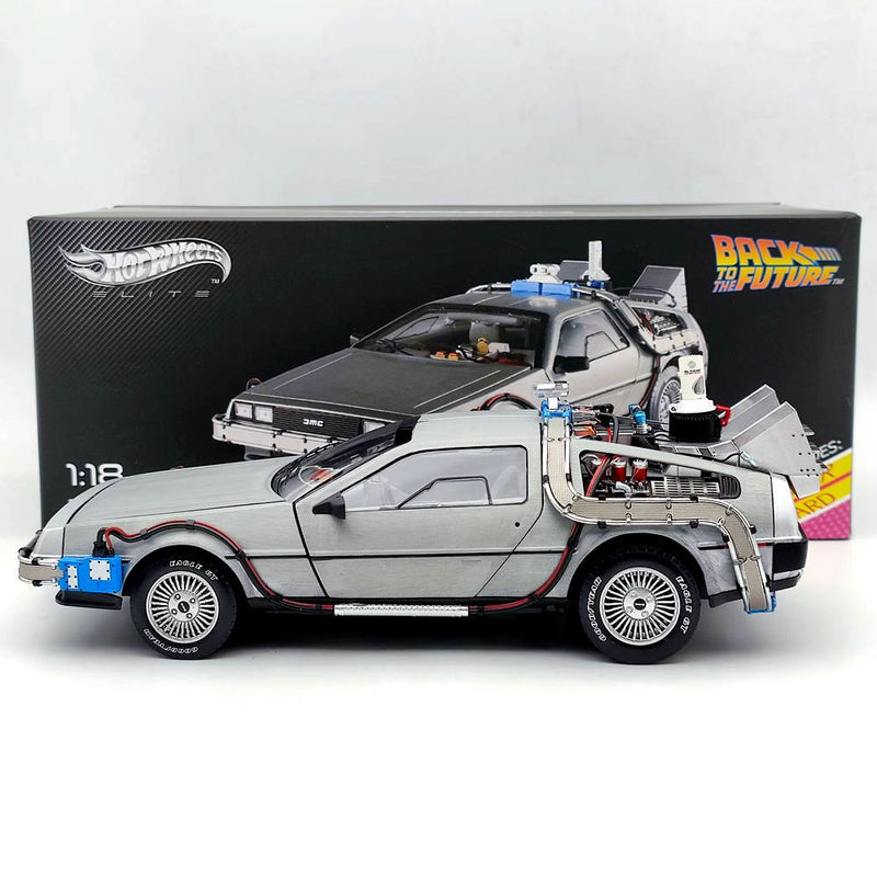 Hot Wheels 1/18 Elite Back To The Future Time Machine BCJ97 Diecast Model Car Collection Auto Gift