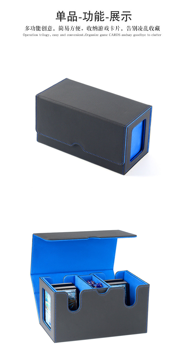 Dual Grid Magnetic Flip Card Box Grid Texture PU Card Holder Portable Trading Card Organizer Storage Box