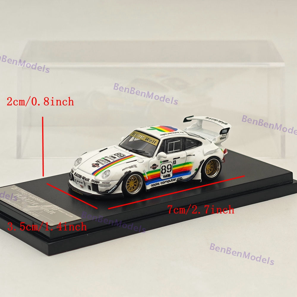 1:64 SW White 911 RWB 993 Apple #89 Racing Sports Model Diecast Metal Car