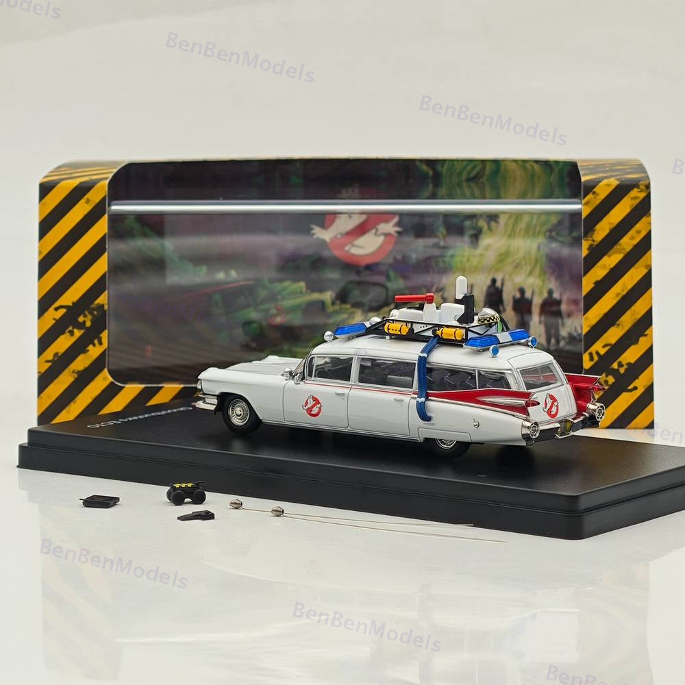 1/64 YS Cadillac Ghostbusters Ecto-1 Diecast Model Minicar White Limited